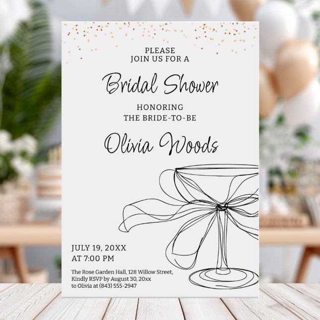 Convite Chá de panela elegante com design de confete doura (Criador carregado)