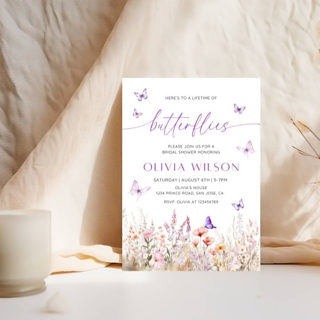 Convite Chá de panela Elegante |Cronograma das borboletas (Criador carregado)