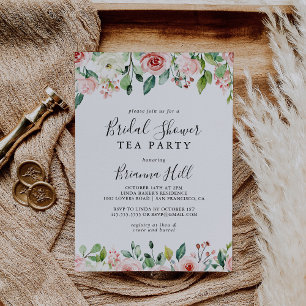 Convite Chá de panela Elegante Dainty Floral Tea Party