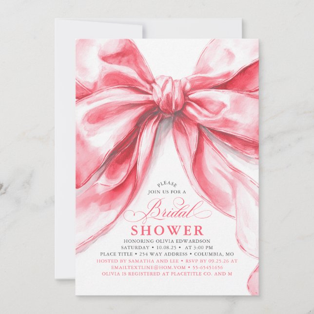 Convite Chá de panela Elegante de Arco Rosa Blush Grande (Frente)