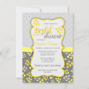 Convite Chá de panela Elegante de Cinza Amarelo Moderno