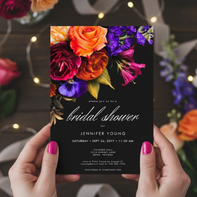 Convite Chá de panela Elegante de Colheita de Vibrantes (Elegant Moody Vibrant Harvest Bridal Shower Invitation)