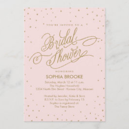 Convite Chá de panela Elegante de Confetti Star Dourado e