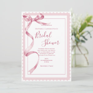 Convite Chá de panela Elegante de Fita Rosa