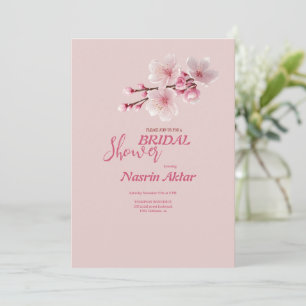 Convite Chá de panela Elegante de Flor de Cereja