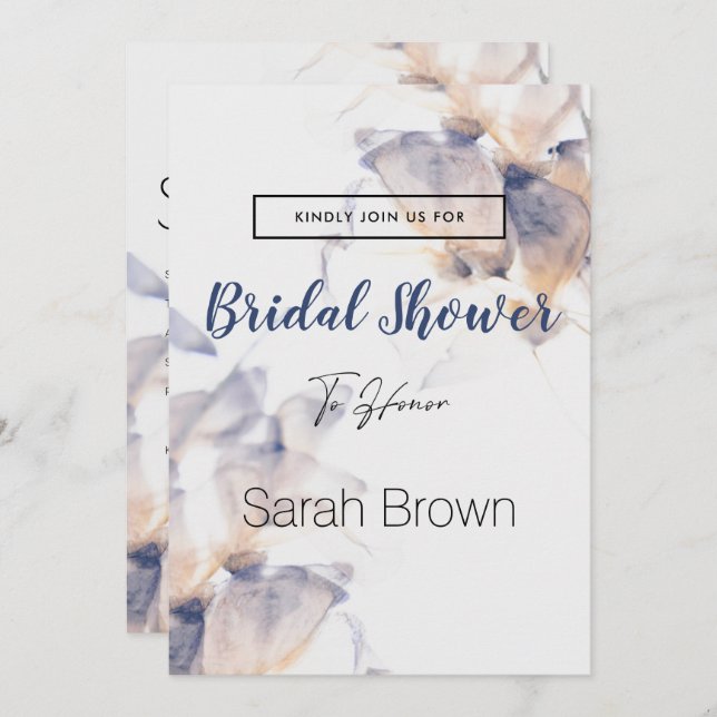 CONVITE CHÁ DE PANELA ELEGANTE DE FLOR DE PATELAS BRANCO E (Frente/Verso)