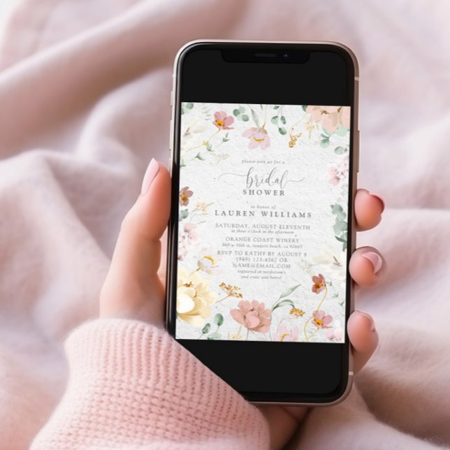 Convite Chá de panela Elegante de Flores de Jardim Rosa-Ro (Criador carregado)