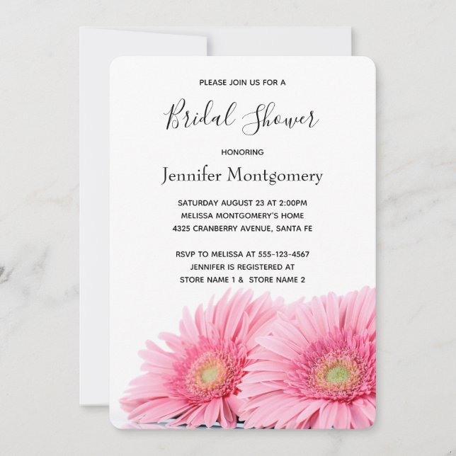 Convite Chá de panela Elegante de Fotografias de Gerbera D (Frente)