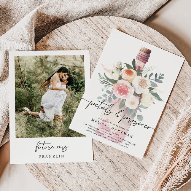 Convite Chá de panela Elegante de Fotografias e Prosecco (Criador carregado)