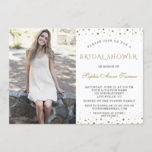 Convite Chá de panela Elegante de Fotos de Confetti Doura