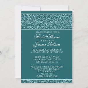 Convite Chá de panela Elegante de Luxury Emerald Lace Con