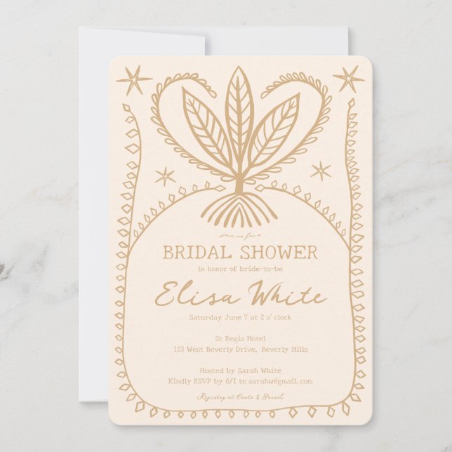 Convite Chá de panela Elegante de Quadro Whimsical Boho PE (Frente)