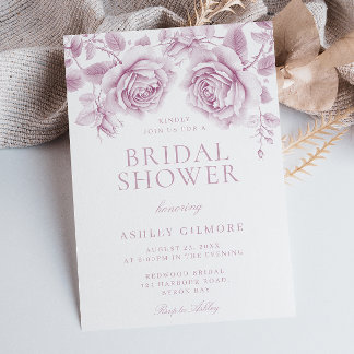 Convite Chá de panela Elegante de Rosas Rosa Espelhadas Vi