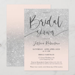 Convite Chá de panela elegante de script de cinza prateada