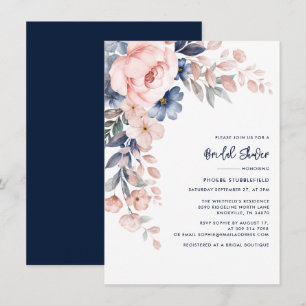 Convite Chá de panela Elegante de Script Floral Rosa