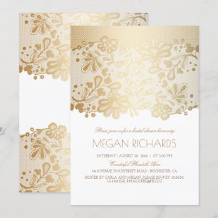 Convite Chá de panela elegante do branco do vintage do