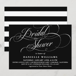 Convite Chá de panela elegante do roteiro da caligrafia