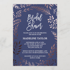 Convite Chá de panela Elegante Dourado e Marinho