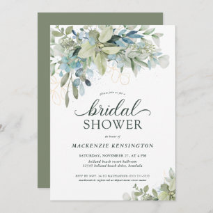 Convite Chá de panela Elegante Eucalyptus Greenery