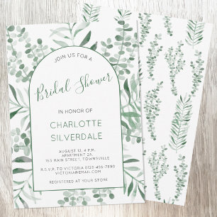 Convite Chá de panela Elegante Eucalyptus Watercolor