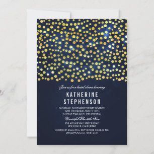 Convite Chá de panela elegante Faux Gold Foil Confetti
