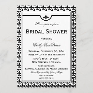 Convite Chá de panela Elegante Fleur de Lis - Branco Pret