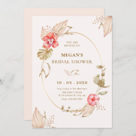 Convite Chá de panela elegante floral calmo creme