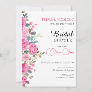 Convite Chá de panela Elegante Floral Cor-de-Água Rosa