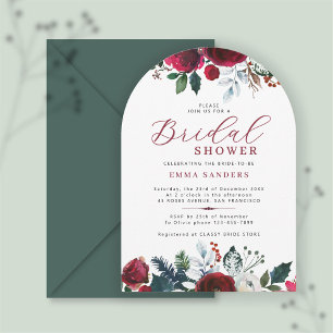 Convite Chá de panela elegante floral de aquarela de inver