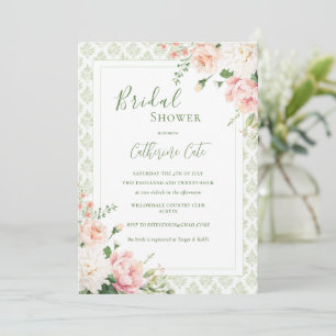 Convite Chá de panela Elegante Floral Floral de Pêssego Ro