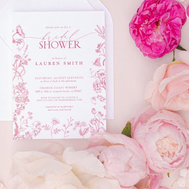 Convite Chá de panela Elegante Floral Floral, Vitoriano, R (Blush Blooms for Your Special Day - Personalize Below!)