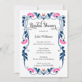 Convite Chá de panela Elegante Folha de Florais e Rochas