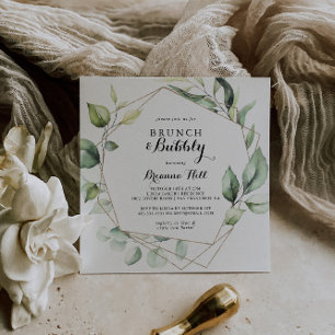 Convite Chá de panela elegante geométrico Brunch e Bubble