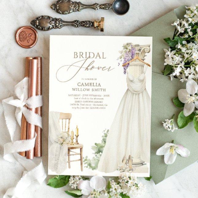 Convite Chá de panela Elegante Greenery Mediterrânica (Criador carregado)