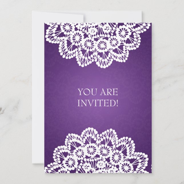 Convite Chá de panela Elegante Lace Roxo (Frente)