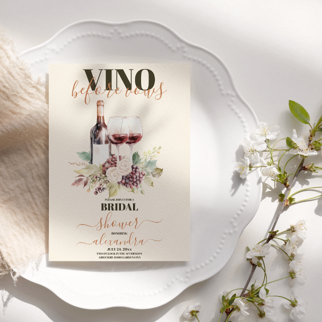 Convite Chá de panela Elegante Moden Vino Antes do Vows (Criador carregado)