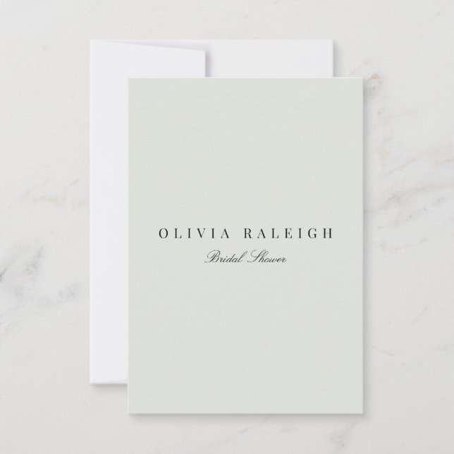 Convite Chá de panela Elegante Preto e Sage (Frente)