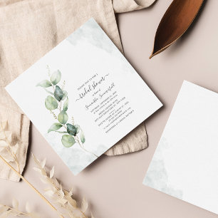 Convite Chá de panela Elegante Simples Eucalyptus Greener