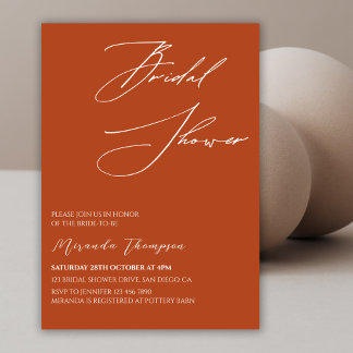 Convite Chá de panela Elegante Terracotta Mínimo
