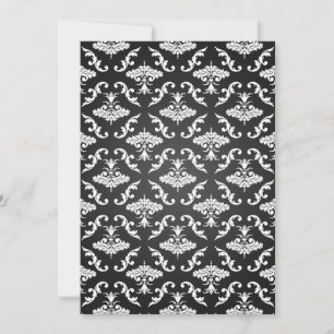 Convite Chá de panela Elegante - Vintage Damask Black