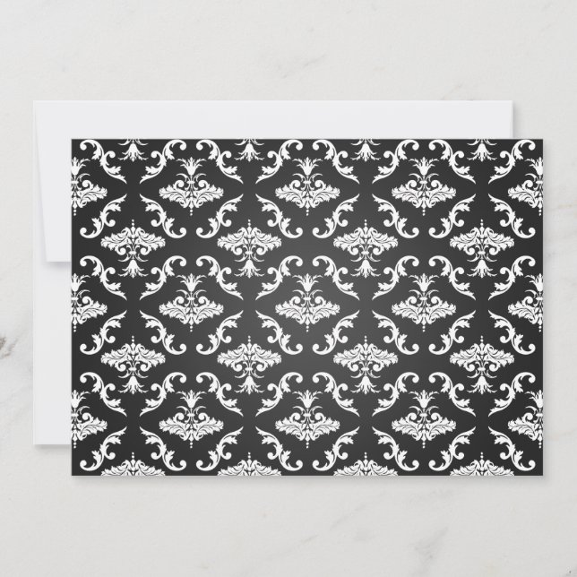 Convite Chá de panela elegante - Vintage Damask Black (Frente)