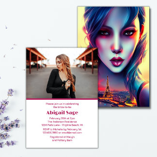 Convite Chá de panela em Torre Eiffel de Paris Moderno Neg