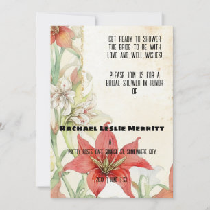 Convite Chá de panela Ephemera de Lillies Brancos e Vermel