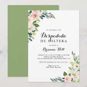 Convite Chá de panela Espanhol de Folhagem Verde Floral S