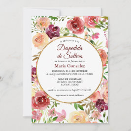 Convite Chá de panela espanhol Despedida de Soltera Rosas