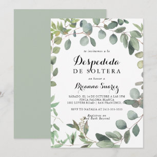 Convite Chá de panela Espanhol do Eucalipto Foliage Delig