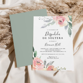 Convite Chá de panela Espanhol Floral Elegante Blush
