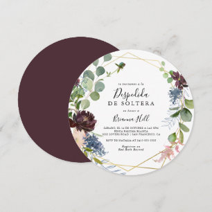 Convite Chá de panela espanhol geométrico Dourado Burgun