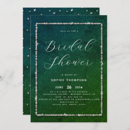 Convite Chá de panela Espelho Moderno Glitter Emerald
