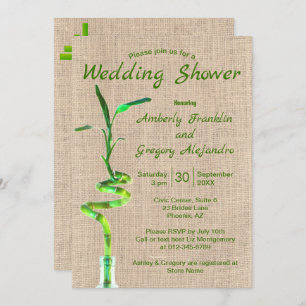 Convite Chá de panela Espirateado Lucky Bamboo - Burlap Ru